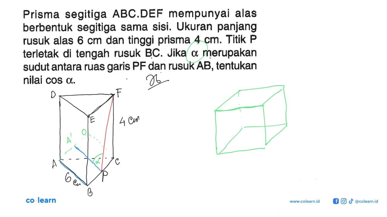 Prisma segitiga ABC.DEF mempunyai alas berbentuk segitiga