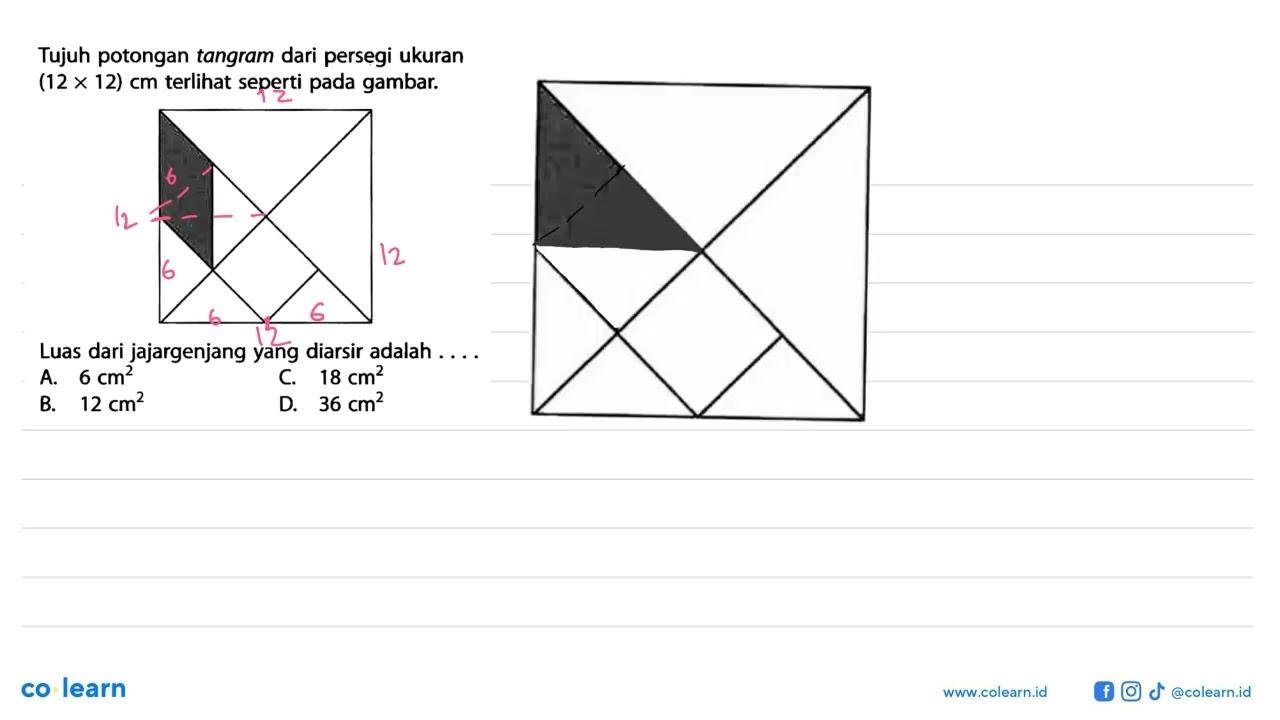 Tujuh potongan tangram dari persegi ukuran (12 x 12) cm