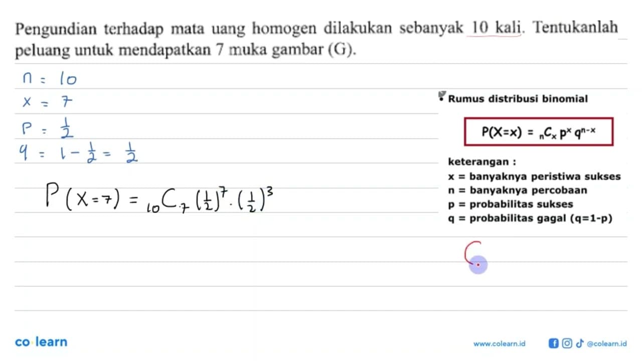 Pengundian terhadap mata uang homogen dilakukan sebanyak 10