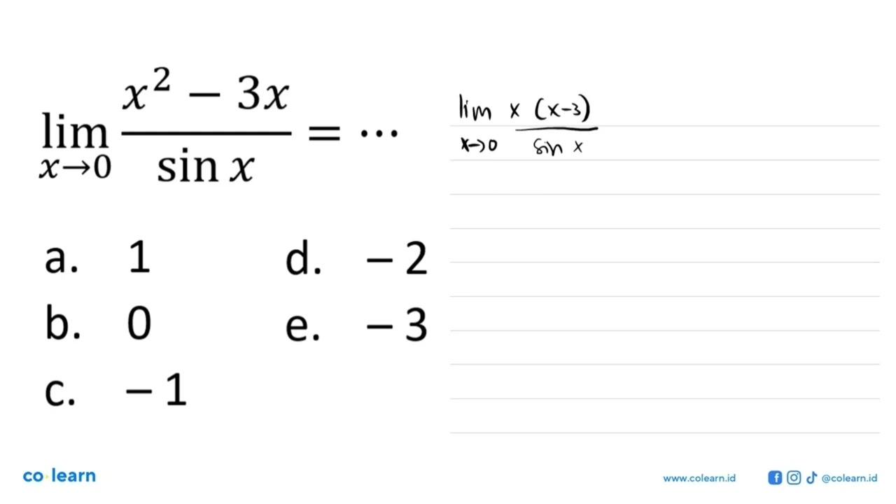 limit x->0 (x^2-3x)/sin x=...