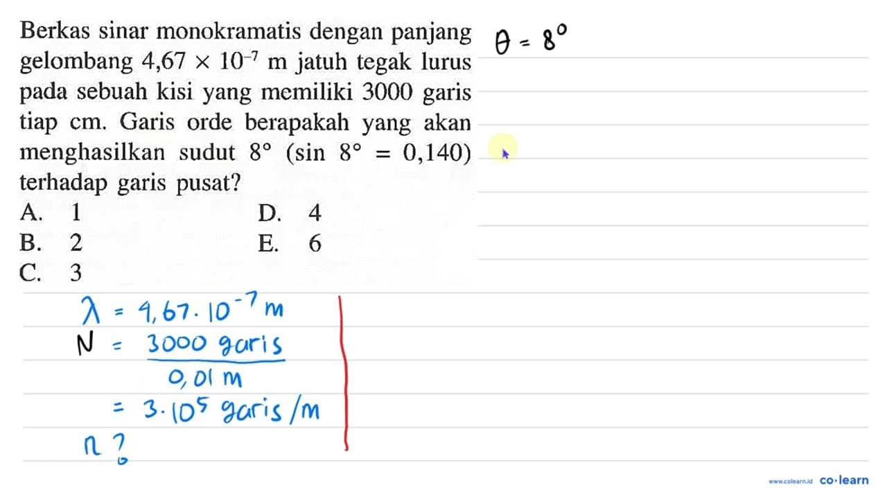 Berkas sinar monokramatis dengan panjang gelombang 4,67 x