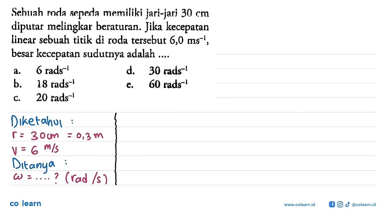 Sehurh mda sepeda memiliki jari-jari 30 cm diputar