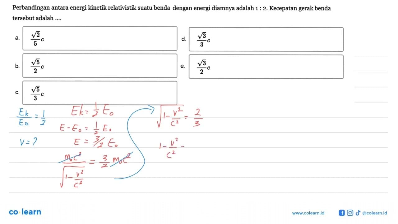 Perbandingan antara energi kinetik relativistik suatu benda