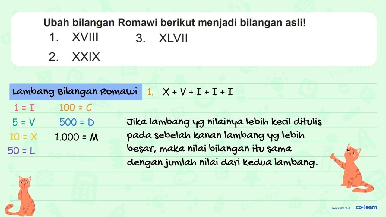 Ubah bilangan Romawi berikut menjadi bilangan asli! 1.