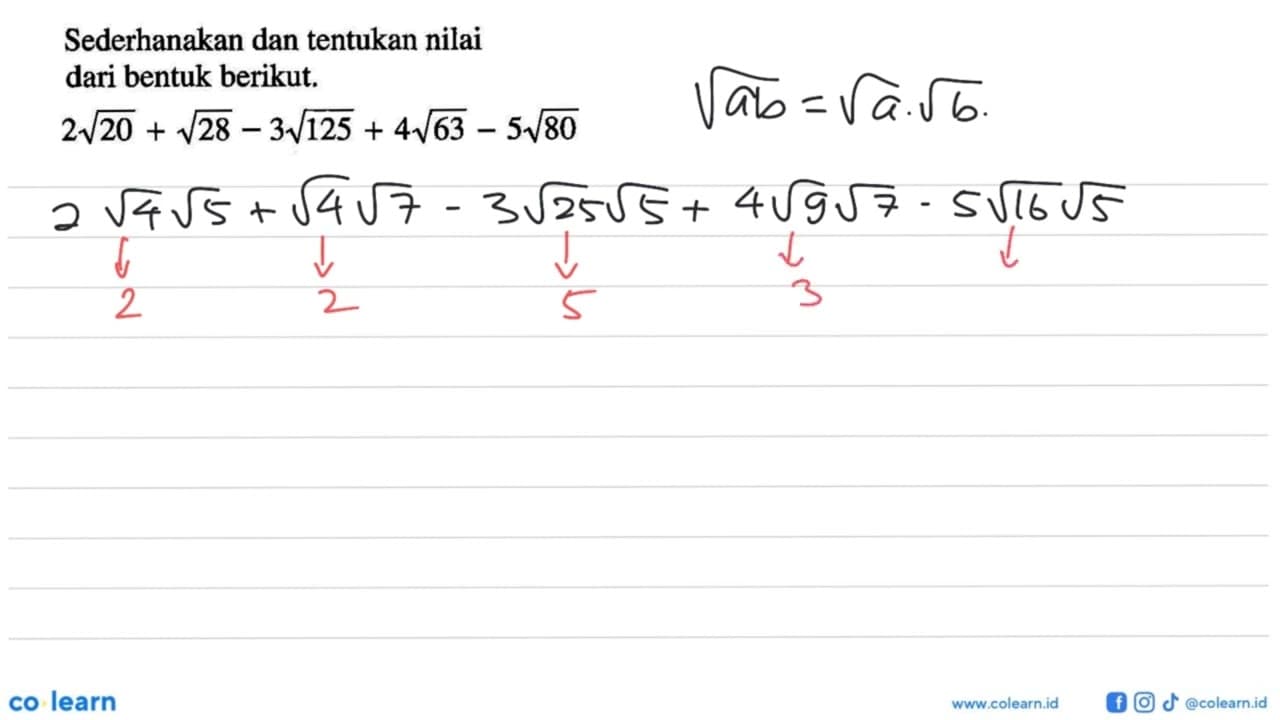 Sederhanakan dan tentukan nilai dari bentuk berikut. 2