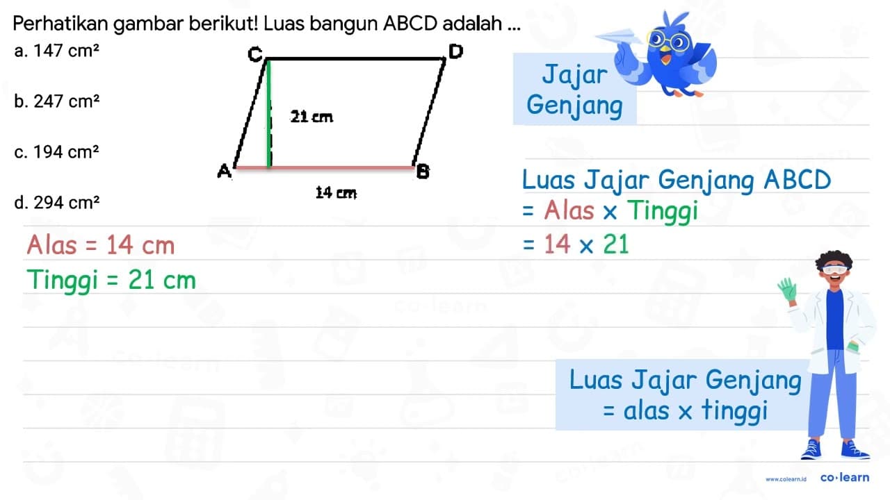 Perhatikan gambar berikut! Luas bangun A B C D adalah ...