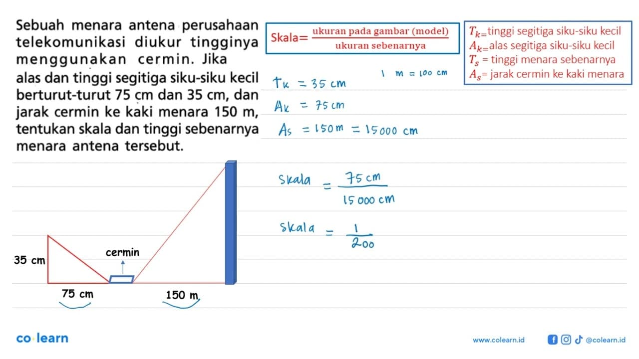 Sebuah menara antena perusahaan telekomunikasi diukur