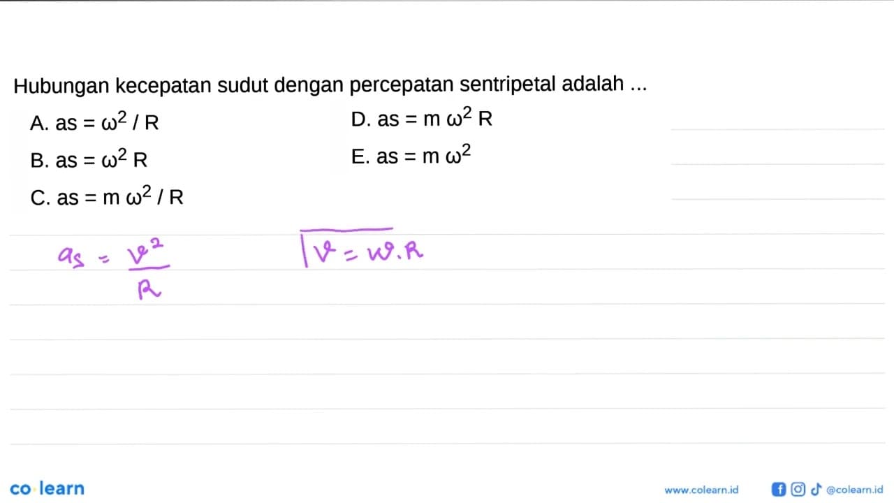 Hubungan kecepatan sudut dengan percepatan sentripetal