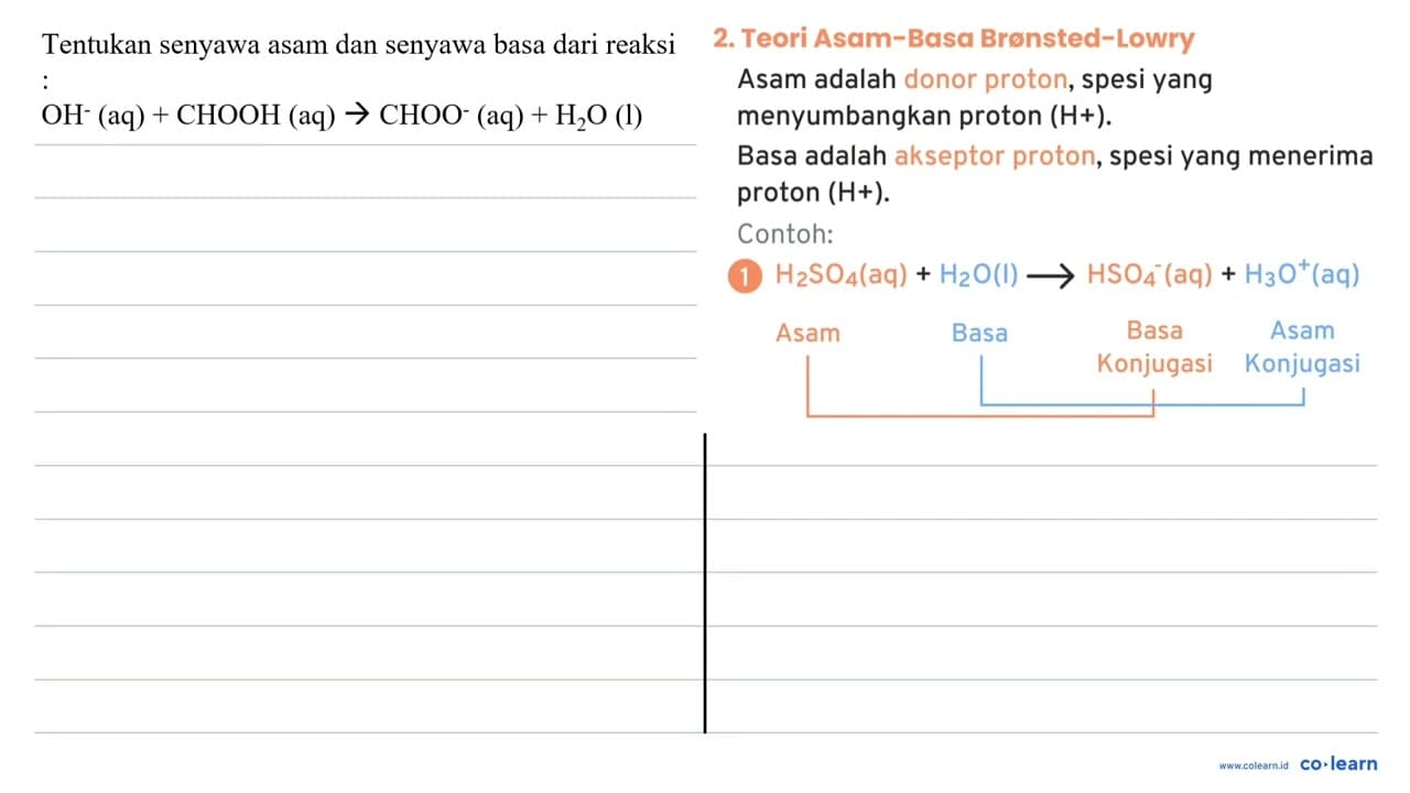 Tentukan senyawa asam dan senyawa basa dari reaksi: H_(2)