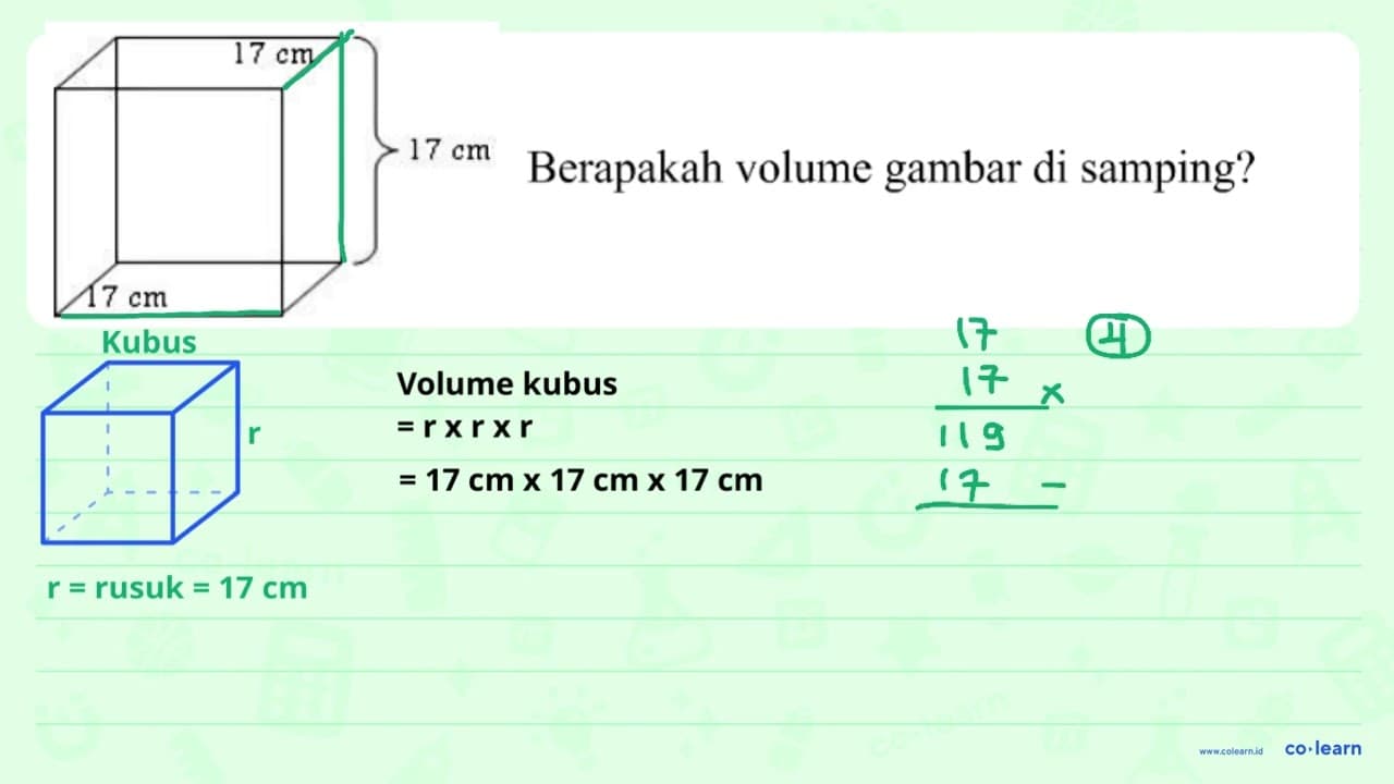 Berapakah volume gambar di samping?