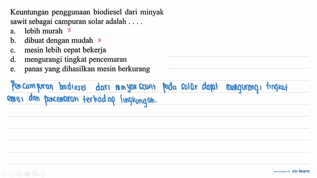 Keuntungan penggunaan biodiesel dari minyak sawit sebagai