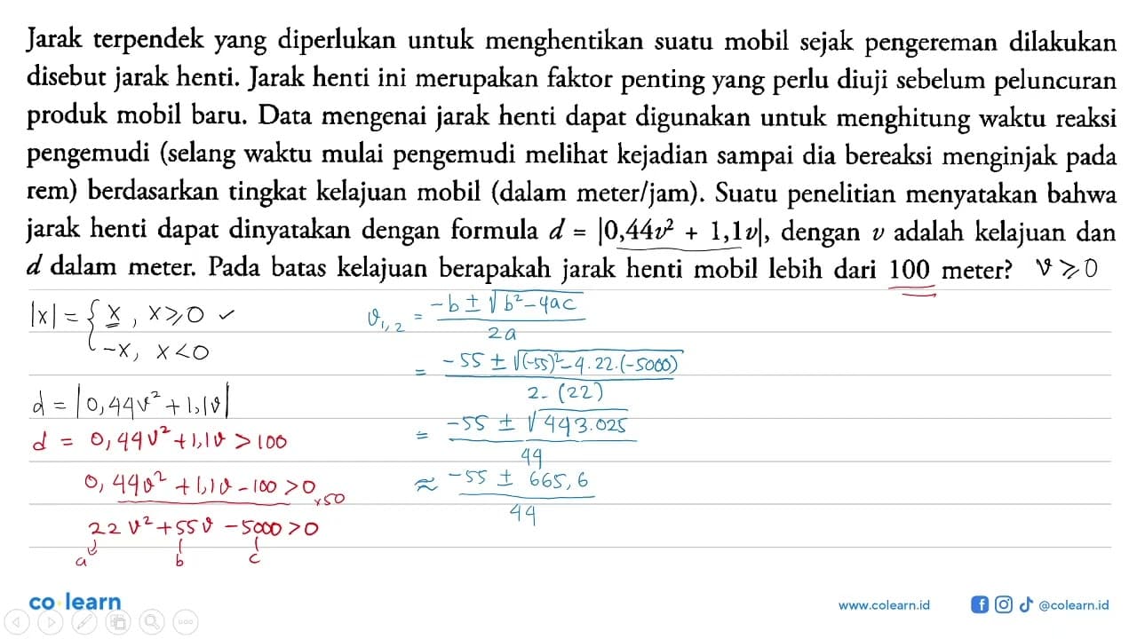 Jarak terpendek yang diperlukan untuk menghentikan suatu