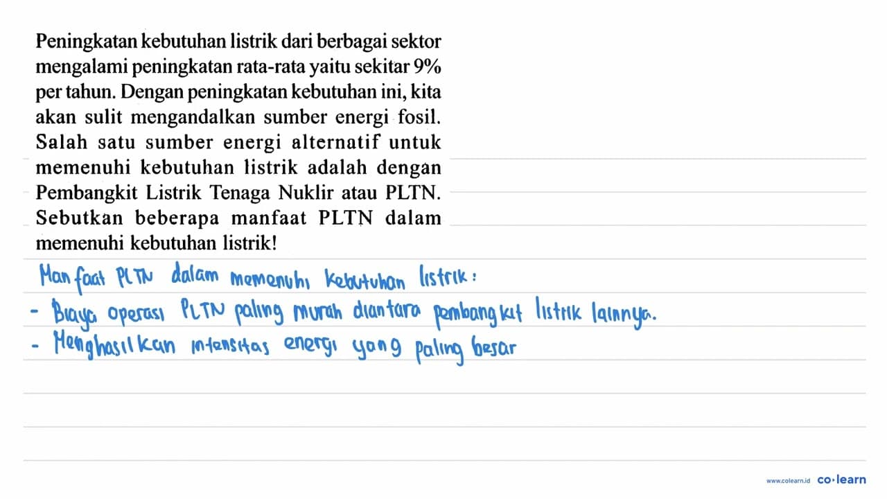 Peningkatan kebutuhan listrik dari berbagai sektor