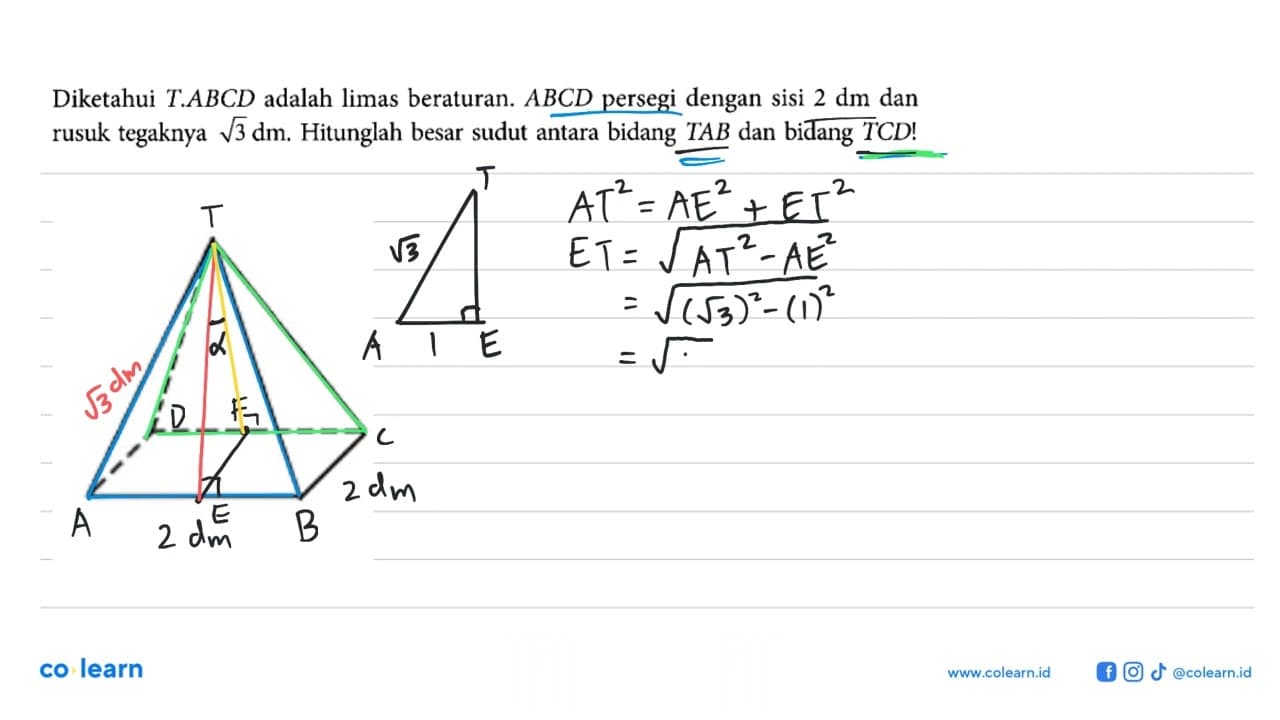 Diketahui T.ABCD adalah limas beraturan. ABCD persegi