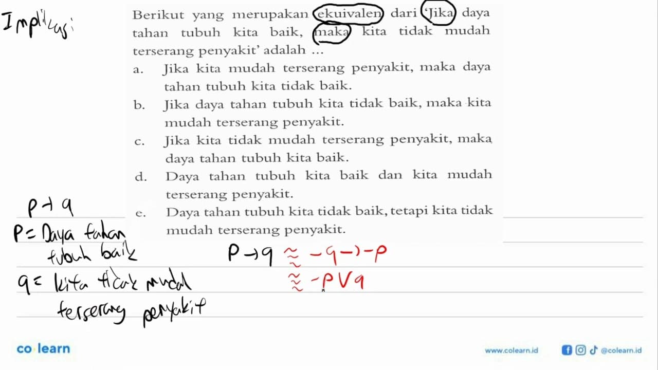 Berikut yang merupakan ekuivalen dari 'Jika daya tahan