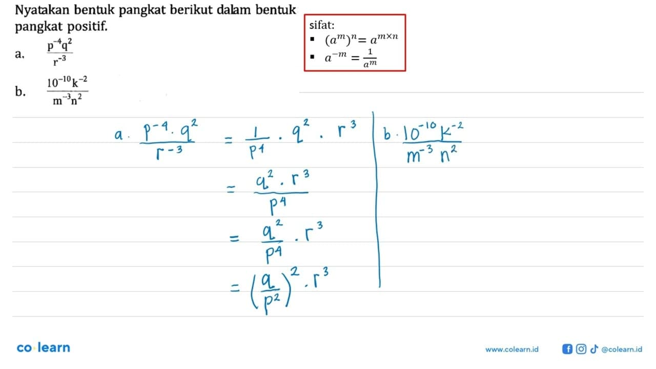 Nyatakan bentuk pangkat berikut dalm bentuk pangkat