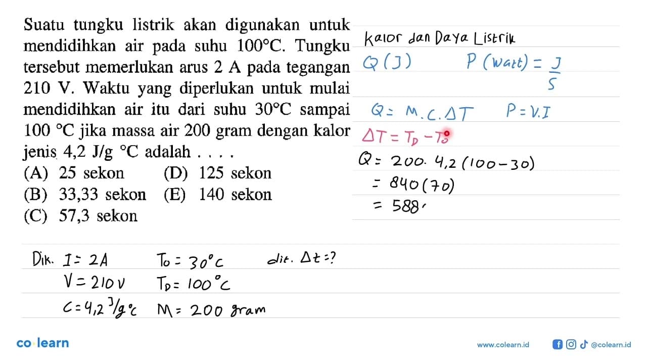 Suatu tungku listrik akan digunakan untuk mendidihkan air