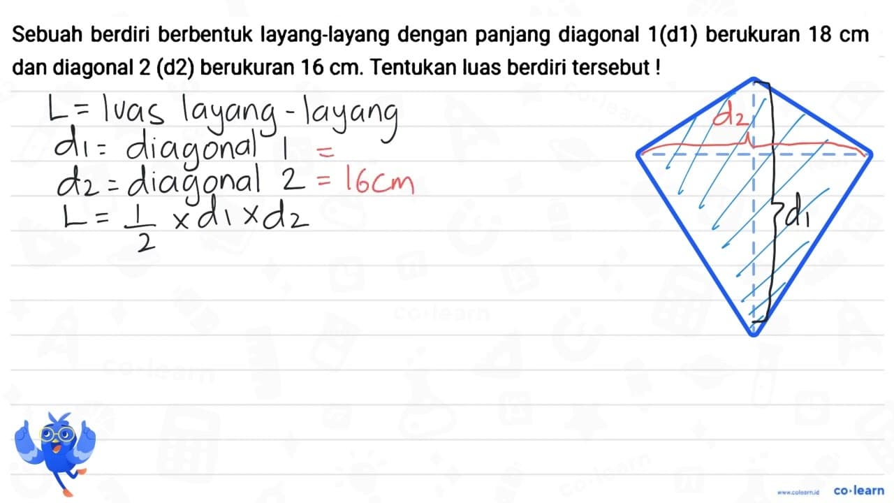 Sebuah berdiri berbentuk layang-layang dengan panjang