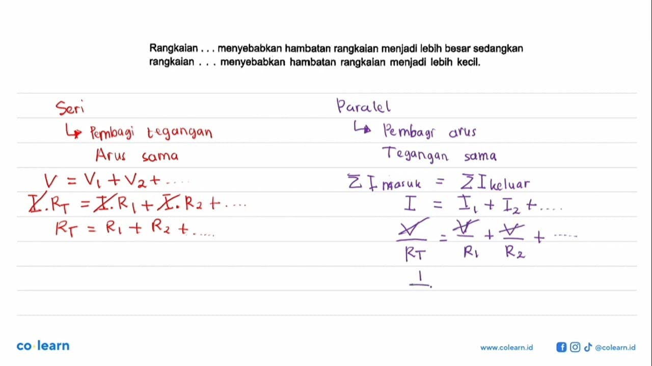 Rangkaian ... menyebabkan hambatan rangkaian menjadi lebih