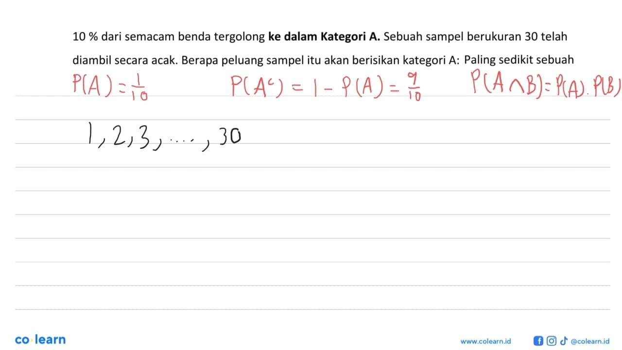 10% dari semacam benda tergolong ke dalam Kategori A.