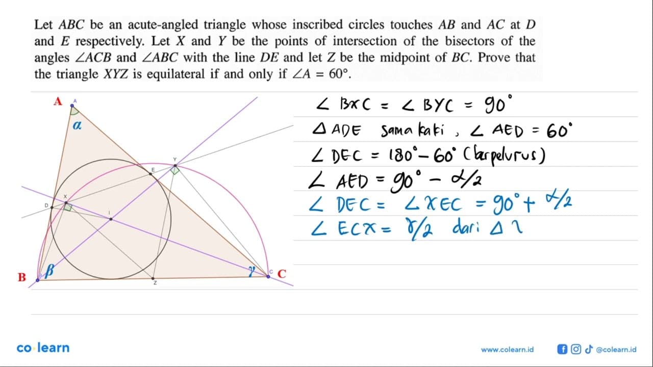 Let ABC be an acute-angled triangle whose inscribed circles