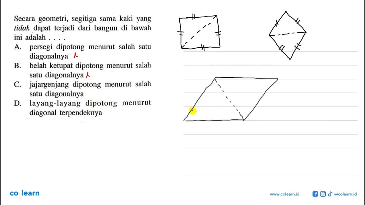 Secara geometri, segitiga sama kaki yang tidak dapat