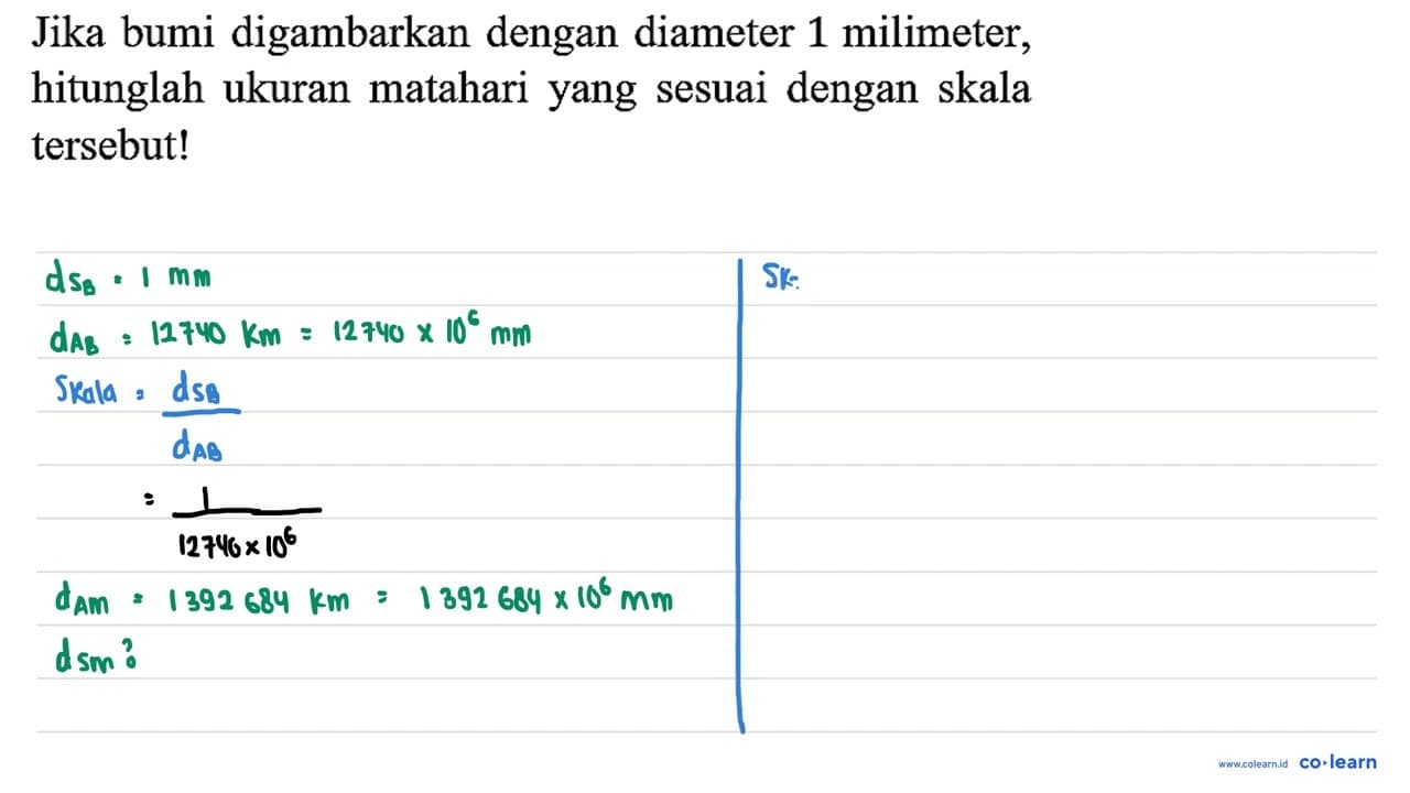 Jika bumi digambarkan dengan diameter 1 milimeter,