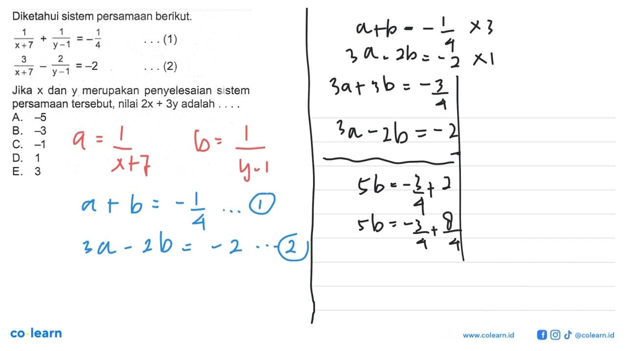 Diketahui sistem persamaan berikut.