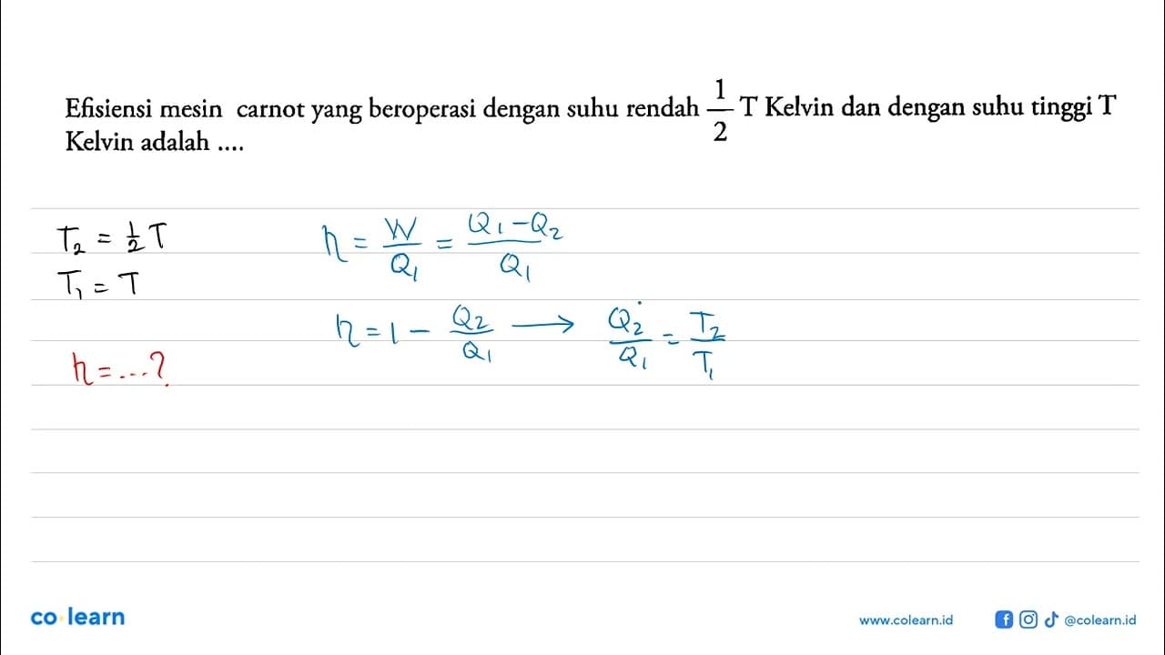 Efisiensi mesin carnot yang beroperasi dengan suhu rendah