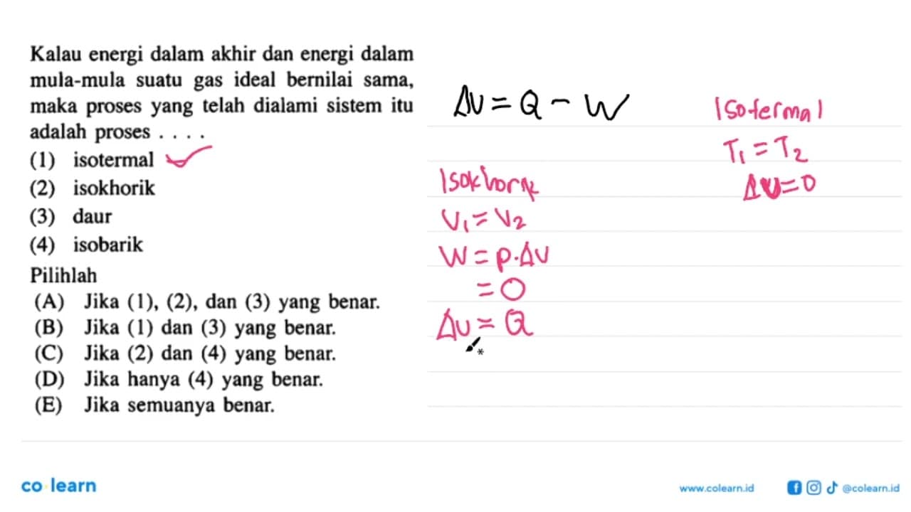 Kalau energi dalam akhir dan energi dalam mula-mula suatu