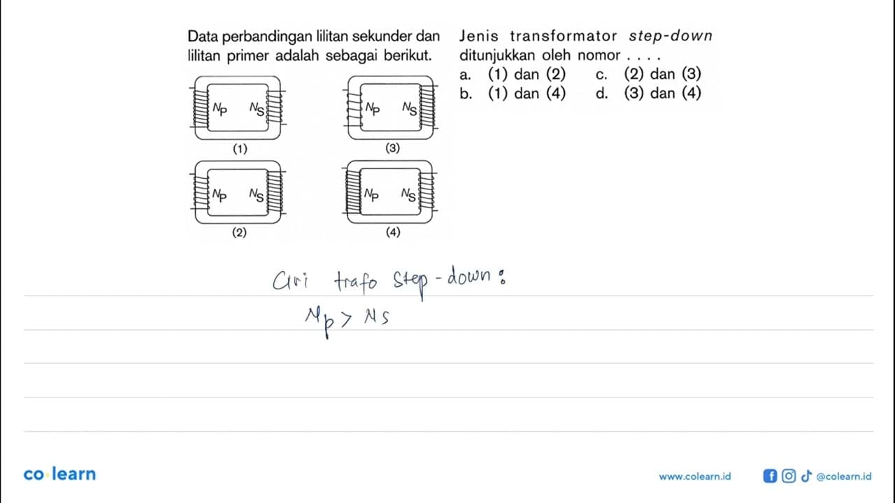 Data perbandingan lilitan sekunder dan lilitan primer