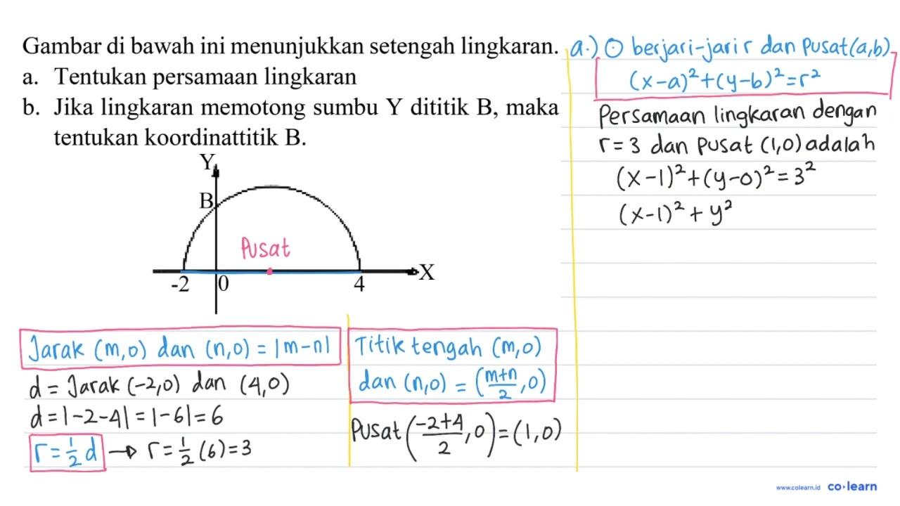 Gambar di bawah ini menunjukkan setengah lingkaran. a.