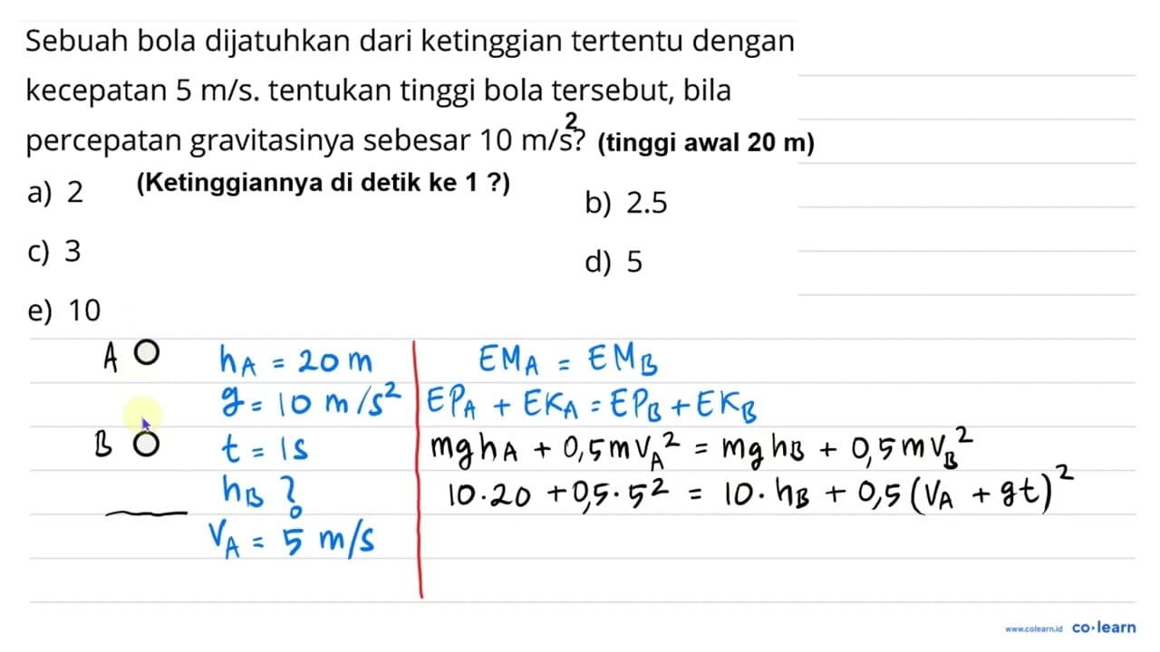 Sebuah bola dijatuhkan dari ketinggian tertentu dengan