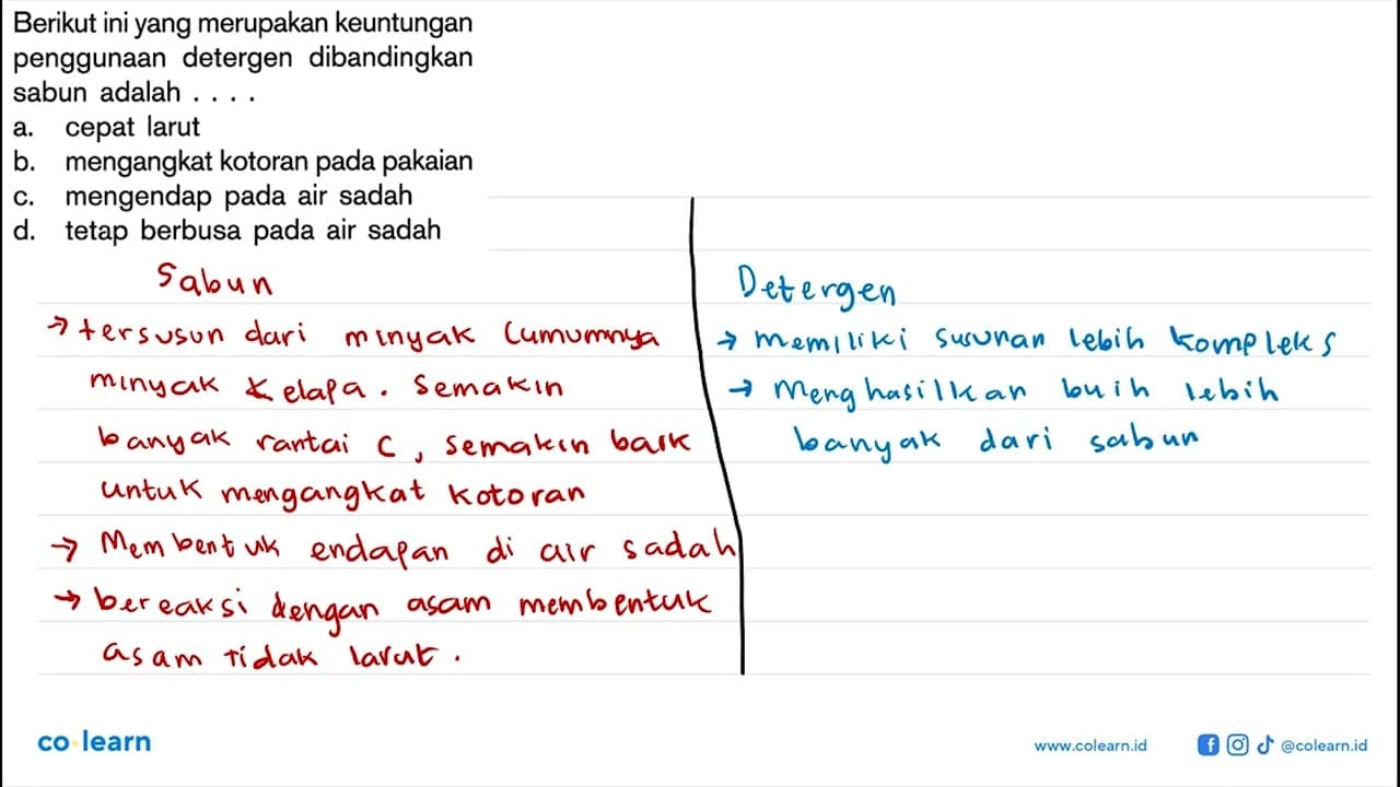 Berikut ini yang merupakan keuntungan penggunaan detergen