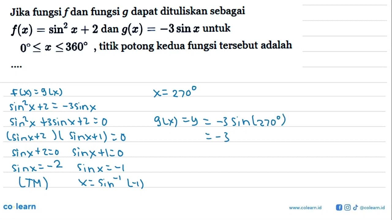 Jika fungsi f dan fungsi g dapat dituliskan sebagai f(x) =