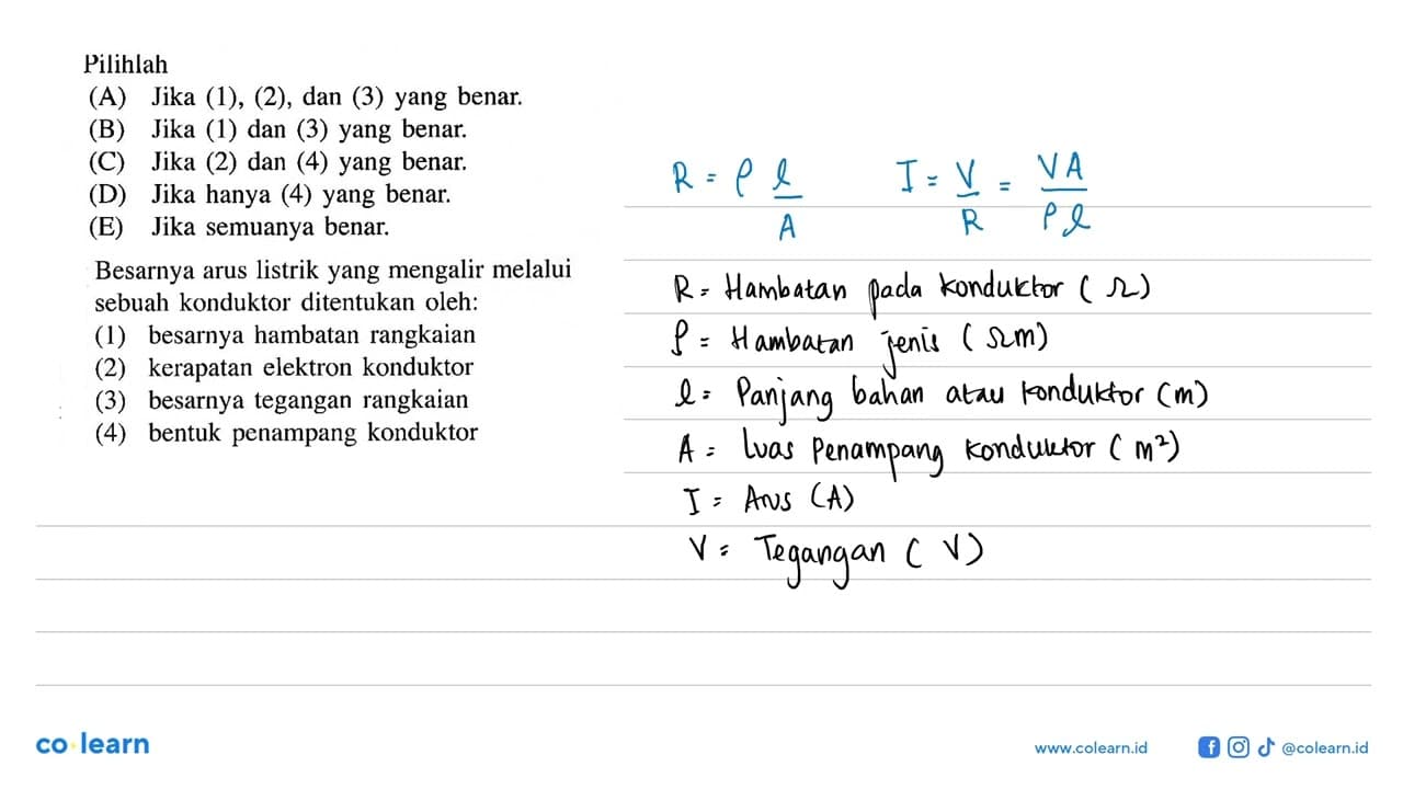 Besarnya arus listrik yang mengalir melalui sebuah