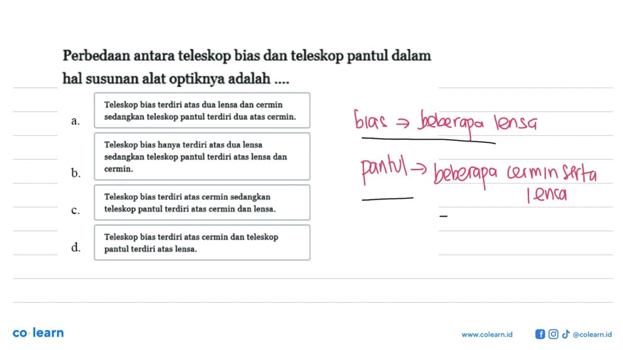 Perbedaan antara teleskop bias dan teleskop pantul dalam