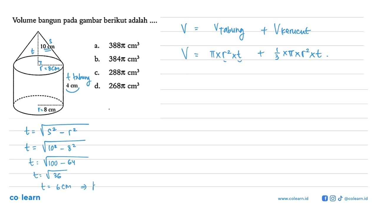 Volume bangun pada gambar berikut adalah .... 10 cm 4 cm 8