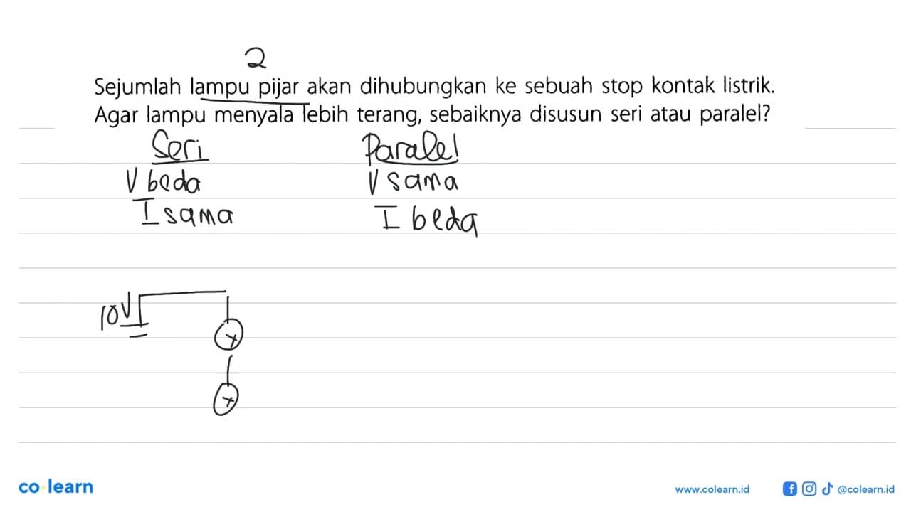 Sejumlah lampu pijar akan dihubungkan ke sebuah stop kontak