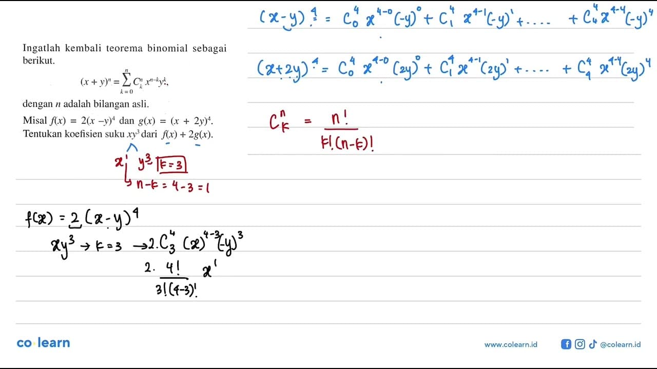 Ingatlah kembali teorema binomial sebagai berikut. (x+y)^n