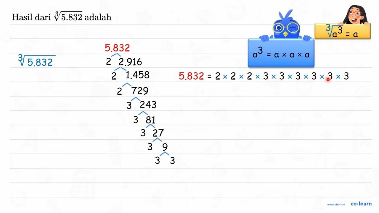 Hasil dari 5.832^(1/3) adalah