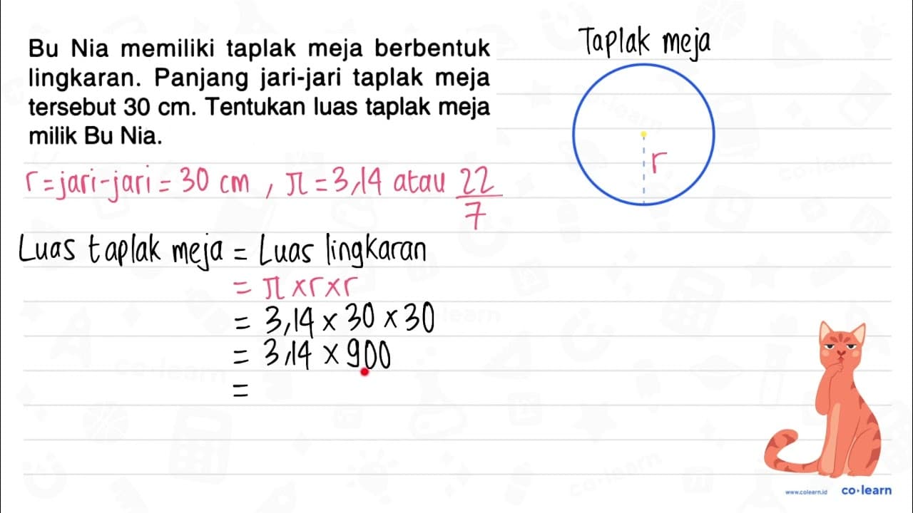 Bu Nia memiliki taplak meja berbentuk lingkaran. Panjang