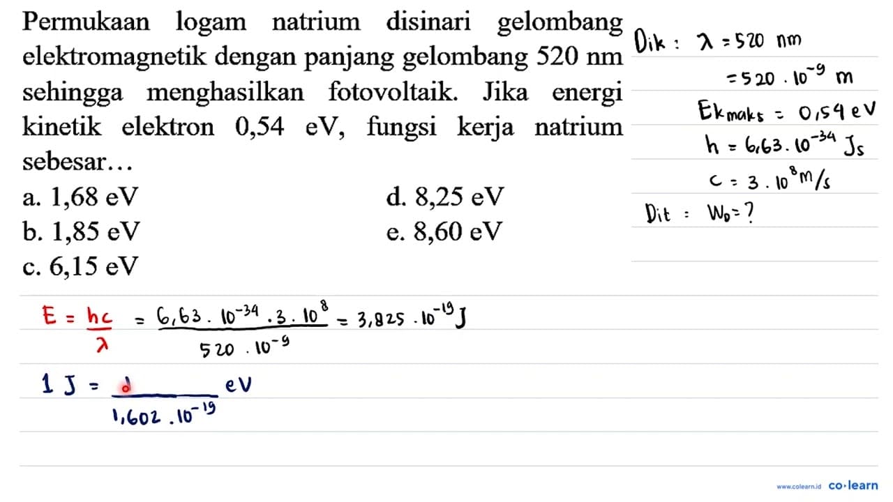 Permukaan logam natrium disinari gelombang elektromagnetik