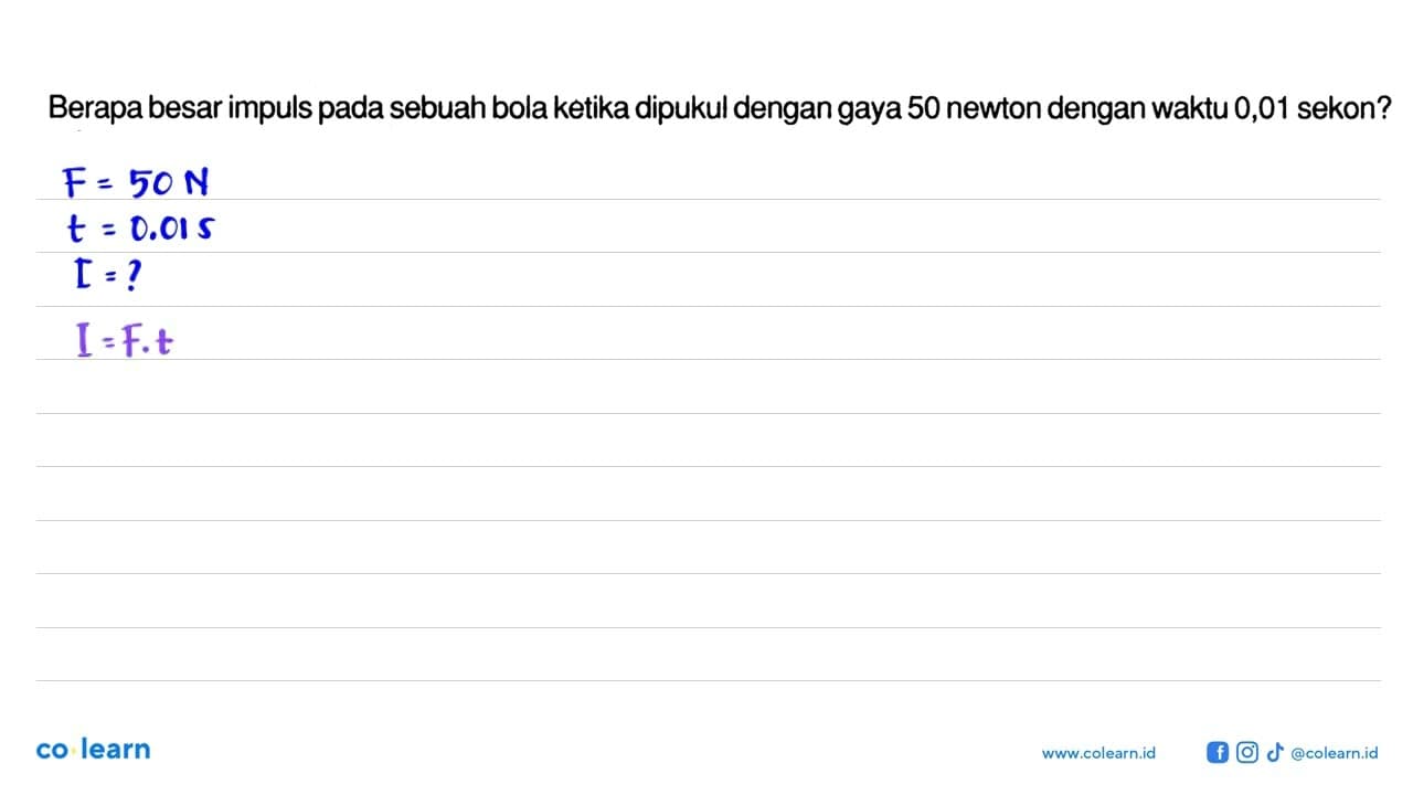 Berapa besar impuls pada sebuah bola ketika dipukul dengan