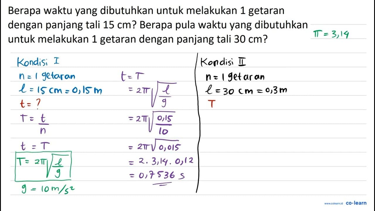 Berapa waktu yang dibutuhkan untuk melakukan 1 getaran