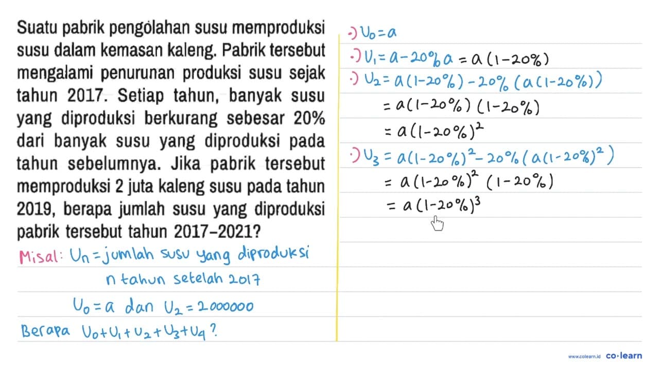 Suatu pabrik pengolahan susu memproduksi susu dalam kemasan