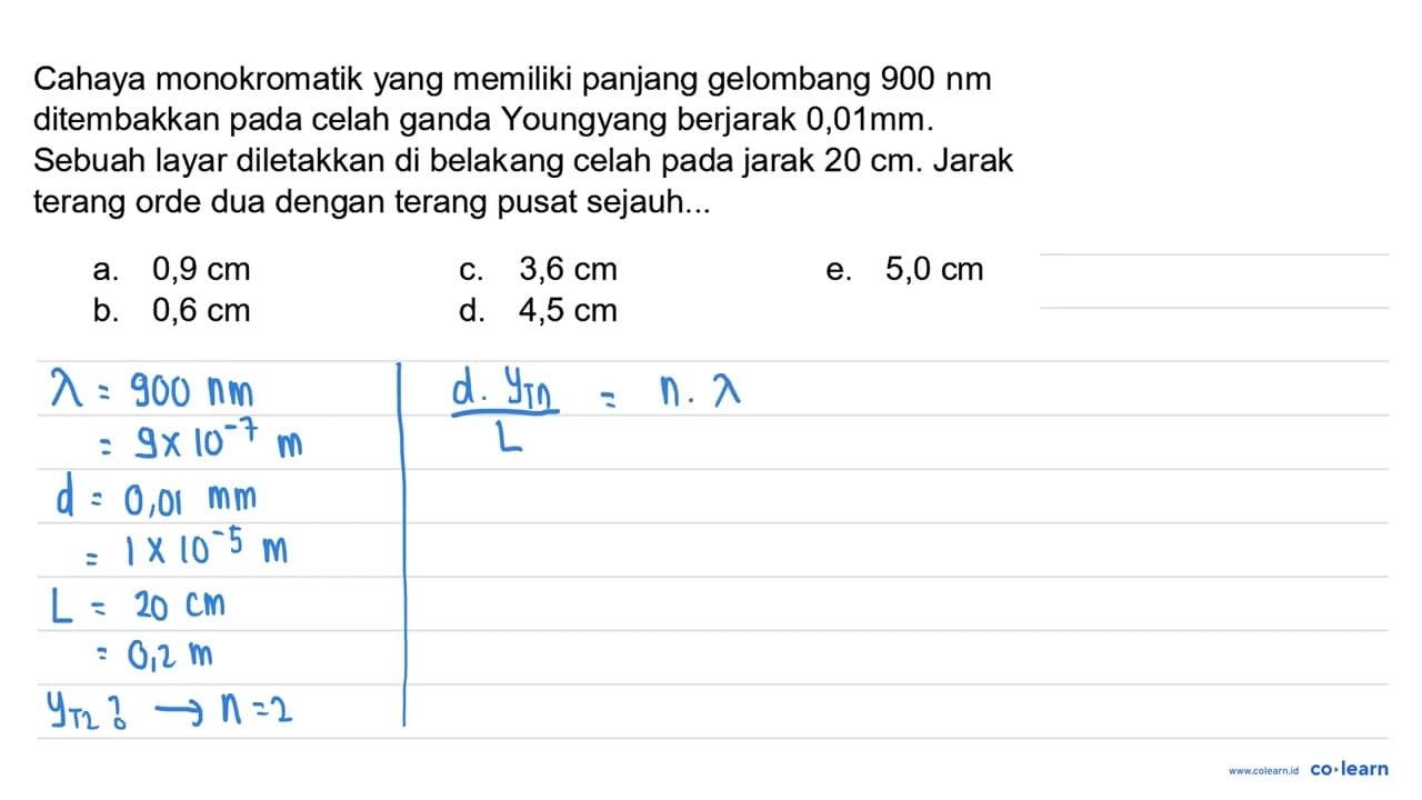 Cahaya monokromatik yang memiliki panjang gelombang 900 ~nm