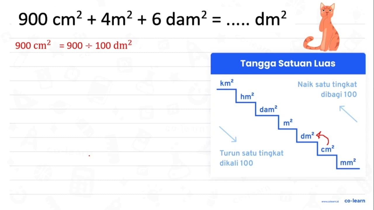 900 cm^2 + 4 m^2 + 6 dam^2 = .... dm^2