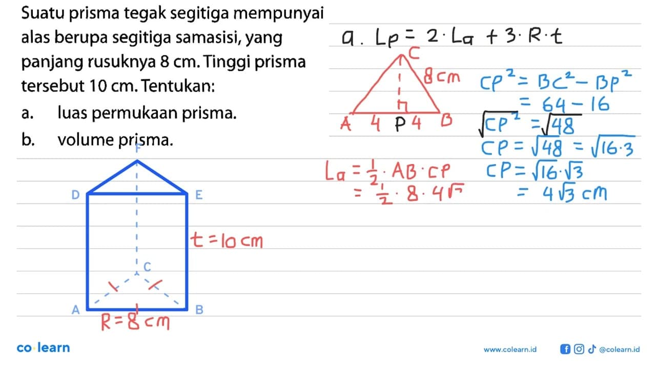 Suatu prisma tegak segitiga mempunyai alas berupa segitiga