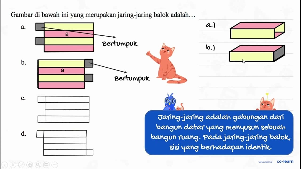 Gambar di bawah ini yang merupakan jaring-jaring balok